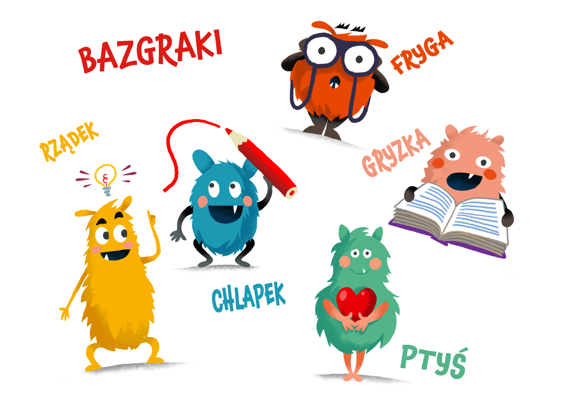 Bazgraki - postacie z serii książeczek dla dzieci marki Kapitan Nauka